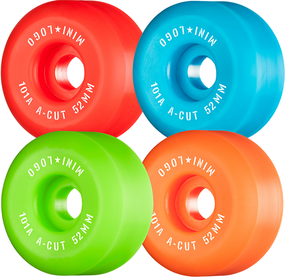 Ml A-Cut 52mm 101a Asst.Green/Red/Blue/Orange  Skateboard Wheels (Set of 4)
