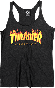Thrasher Girls Flames Racerback Tank Size: MEDIUM Black