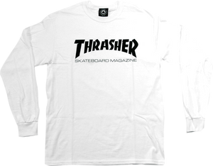 Thrasher Skate Mag Long Sleeve T-Shirt - Size: MEDIUM White/Black