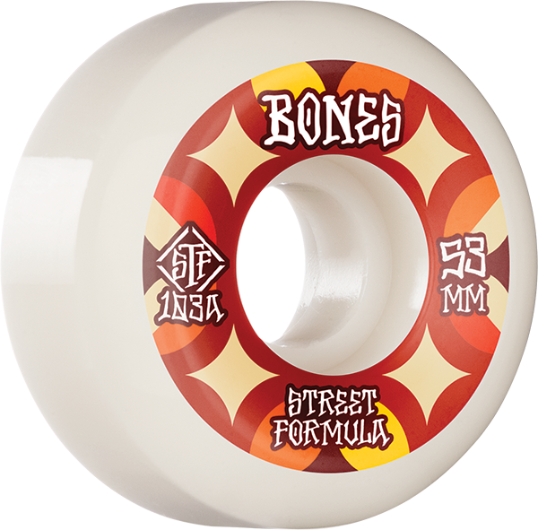 Bones Wheels STF V5 Retros 53mm 103a White Skateboard Wheels (Set of 4)