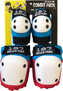 187 Combo Pack Knee/Elbow Pad Set Xs-Red/White/Blu 