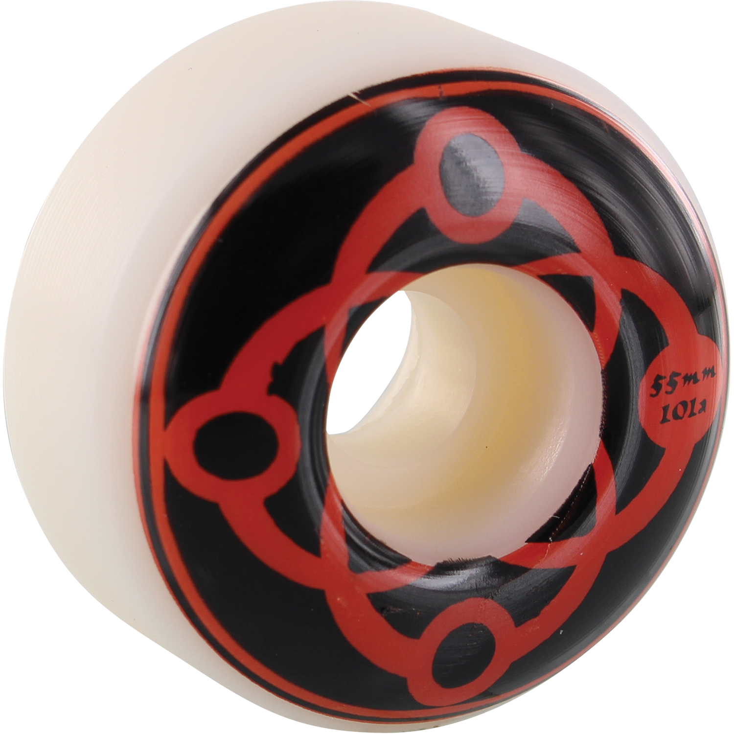 Satori Big Link 55mm 101a White/Black/Red Skateboard Wheels (Set of 4)