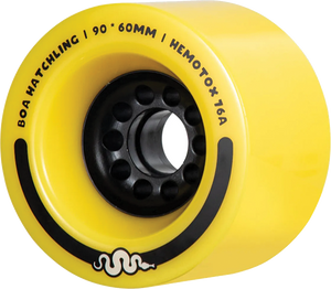 Boa Hatchling V3 90mm 76a Yellow Longboard Wheels (Set of 4)