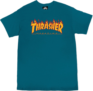Thrasher Flame T-Shirt - Size: MEDIUM Galapagos Blue