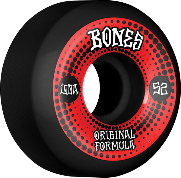 Bones Wheels 100'S Og V5 Originals 52mm 100a Black Skateboard Wheels (Set of 4)