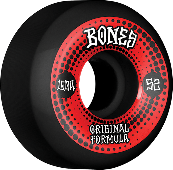 Bones Wheels 100'S Og V5 Originals 52mm 100a Black Skateboard Wheels (Set of 4)