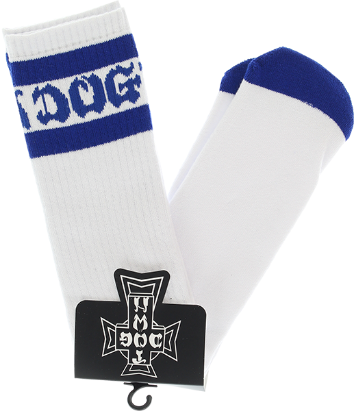 Dogtown Striped Tube Socks White/Blue - Single Pair 