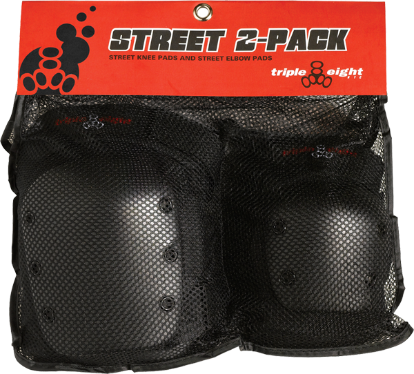 Triple 8 Street 2/Pack - M Black - Knee/Elbow Pad Set