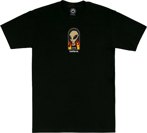Thrasher X Alien Workshops Believe T-Shirt - Size: X-LARGE Black