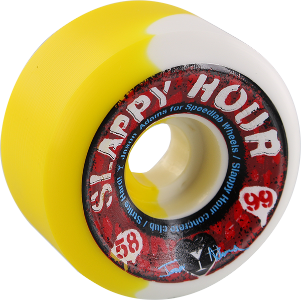 Speedlab Adams Slappy Hour 58mm 99a White/Yellow Swirl Skateboard Wheels (Set of 4)