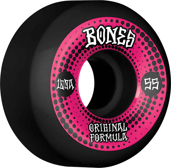 Bones Wheels 100'S Og V5 Originals 55mm 100a Black Skateboard Wheels (Set of 4)