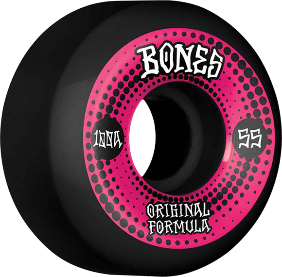 Bones Wheels 100'S Og V5 Originals 55mm 100a Black Skateboard Wheels (Set of 4)