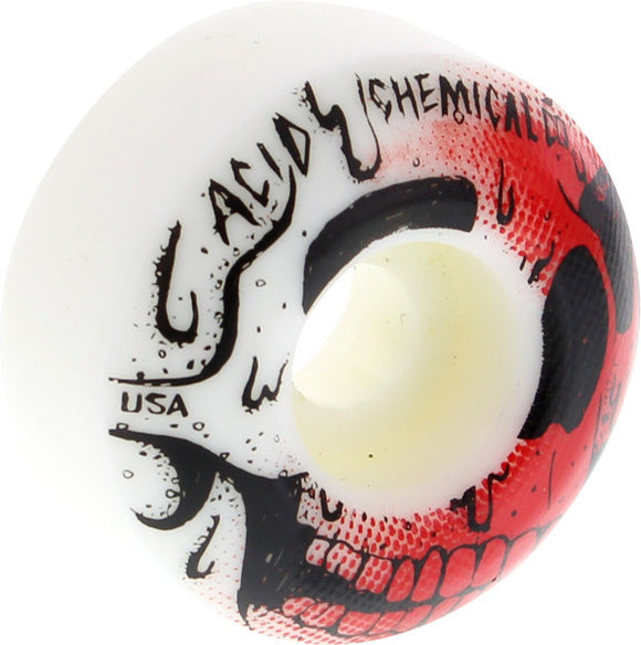 Acid Chemical Skull 51mm White/Red Skateboard Wheels (Set of 4) - Universo Extremo Boards