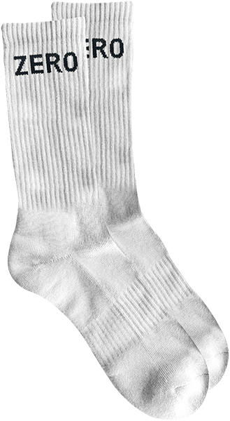 Zero Army Crew Socks White/Black - Single Pair 