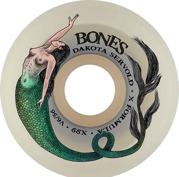 Bones Wheels Servold Xf V6 Mermaid 56mm 99a Nat Skateboard Wheels (Set of 4)