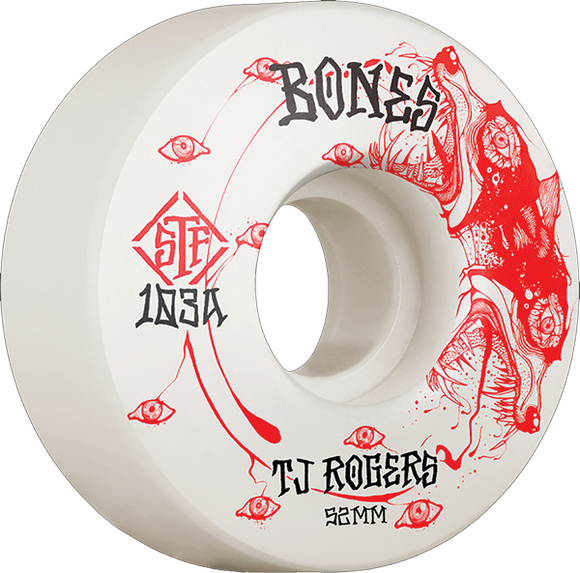 Bones Wheels Rogers STF V3 Whirling Specters 52mm 103a Wt Skateboard Wheels (Set of 4)