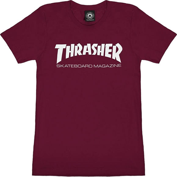 Thrasher Mag Logo Girls T-Shirt - Size: MEDIUM Maroon