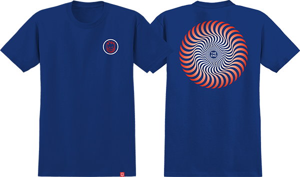 Spitfire Classic Swirl Fade T-Shirt - Size: SMALL Royal/Red/White Fade