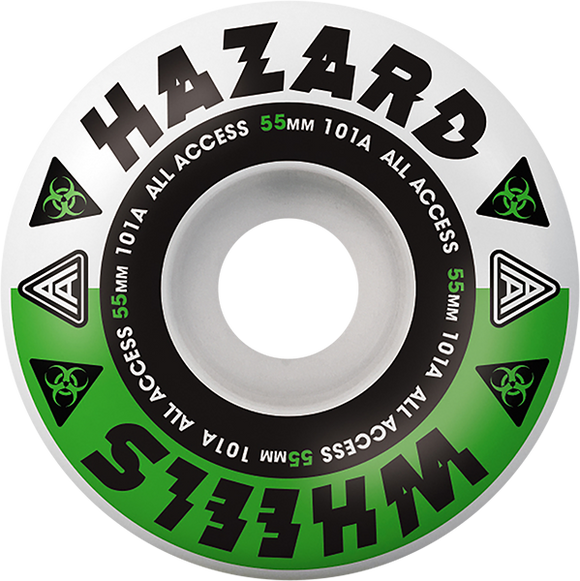 Hazard Cp Radial Melt 55mm White/Green Skateboard Wheels (Set of 4)