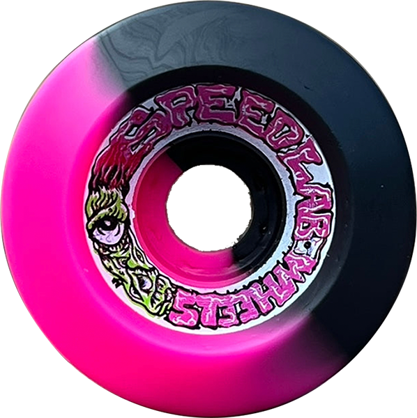 Speedlab Strangehouse 60mm 95a Black/Pink Split Skateboard Wheels (Set of 4)