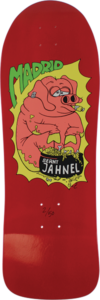 Madrid Jahnel Pig Reissue Skateboard Deck -10.12x31.5 Red DECK ONLY