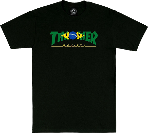 Thrasher Brazil Revista T-Shirt - Size: MEDIUM Black