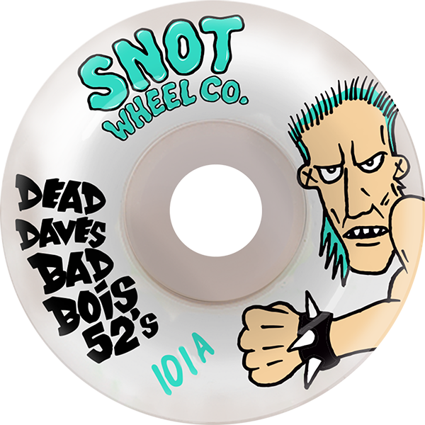 Snot Dead Dave Dead Boi'S 52mm 101a White Skateboard Wheels (Set of 4)