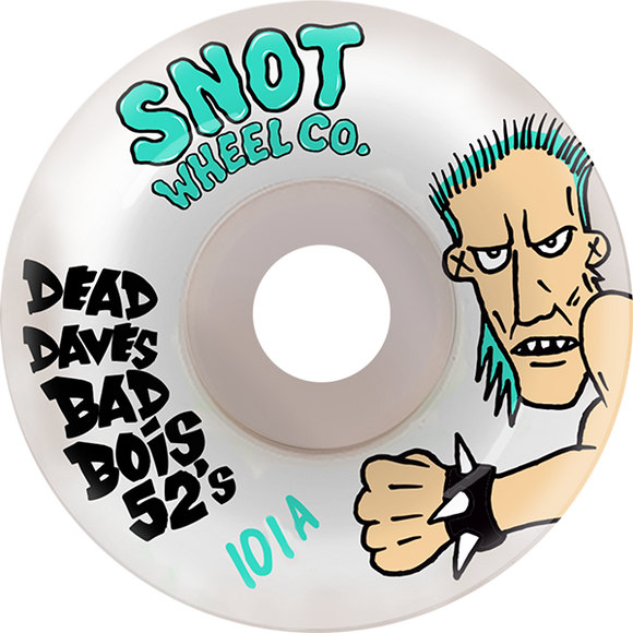 Snot Dead Dave Dead Boi'S 52mm 101a White Skateboard Wheels (Set of 4)