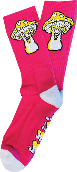 Happy Hour Mushroom Crew Socks Hot Pink/Teal 