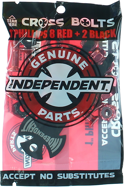 Independent Cross Bolts W/Tool 1" Phillips Black/Red 1set