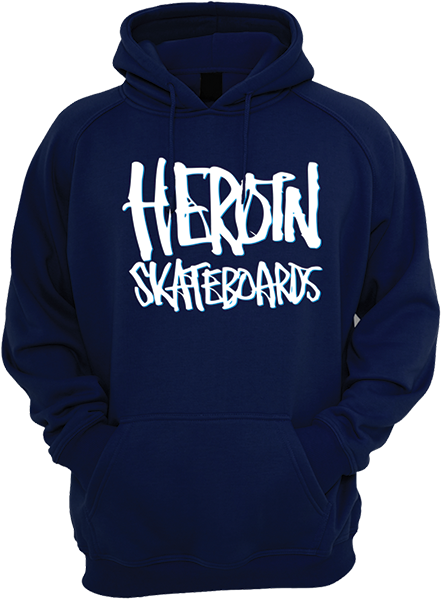 Heroin Heroin Script Hooded Sweatshirt - SMALL Navy