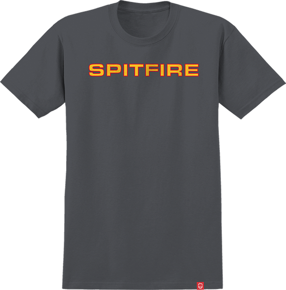 Spitfire Classic '87 T-Shirt - Size: LARGE Charcoal/Gold/Red