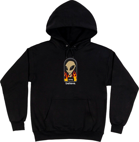 Thrasher X Alien Workshops Believe Hooded Sweatshirt - SMALL Black