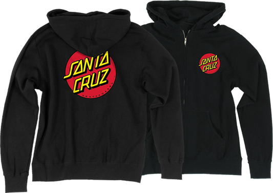 Santa Cruz Classic Dot Zip Hooded Sweatshirt - SMALL Black
