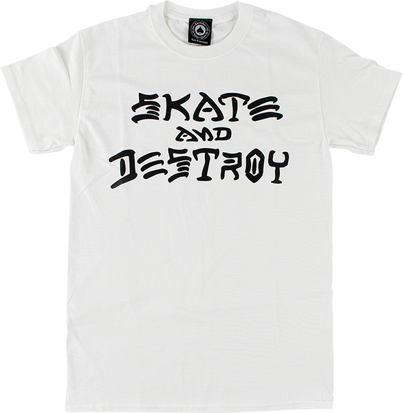 Thrasher Skate & Destroy T-Shirt - Size: MEDIUM White