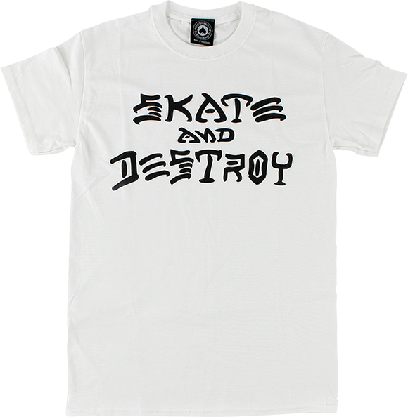 Thrasher Skate & Destroy T-Shirt - Size: MEDIUM White