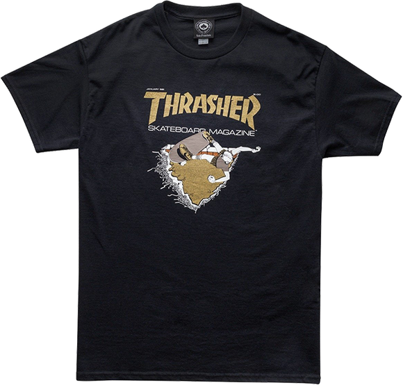 Thrasher First Cover T-Shirt - Size: MEDIUM Black/Gold