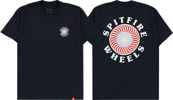 Spitfire OG Classic Fill T-Shirt - Size: MEDIUM Navy/Red