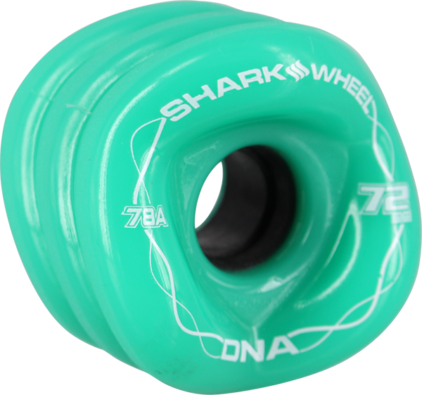 Shark Dna 72mm 78a Solid Turquoise/White Longboard Wheels (Set of 4)