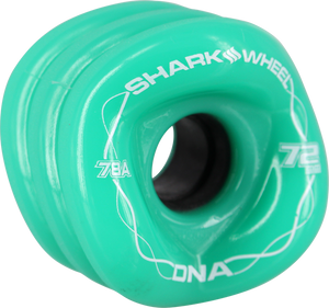 Shark Dna 72mm 78a Solid Turquoise/White Longboard Wheels (Set of 4)