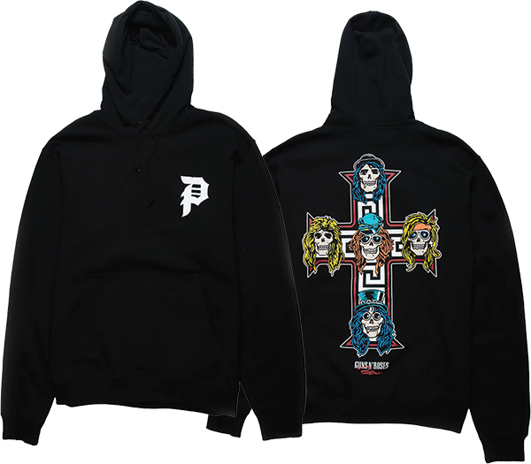 Primitive Gn'R Cross Hooded Sweatshirt - X-LARGE Black