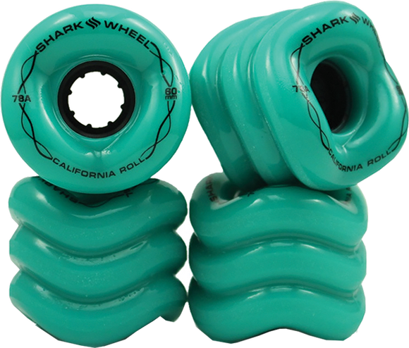 Shark California Roll 60mm 78a Solid Turquoise/Black Skateboard Wheels (Set of 4)