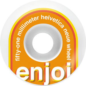 Enjoi Helvetica 51mm White/Orange Skateboard Wheels (Set of 4)
