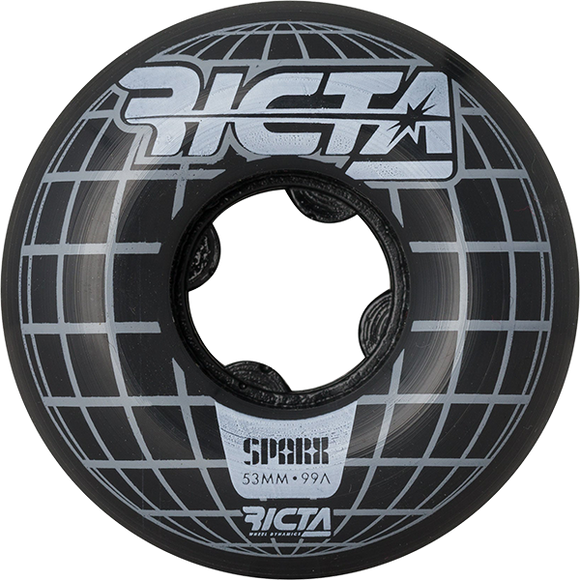 Ricta Mainframe Sparx 53mm 99a Black/White Skateboard Wheels (Set of 4)