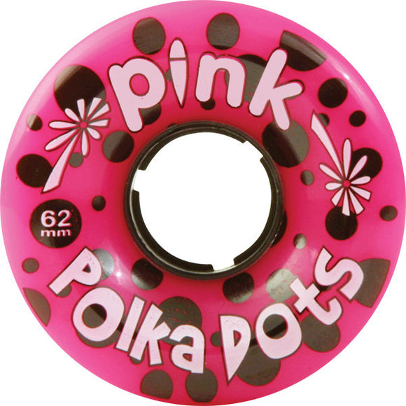 Pink Polka Dots 62mm 96a Pink Skateboard Wheels (Set of 4) - Universo Extremo Boards