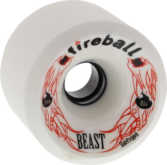 Fireball Beast 76mm 81a White Skateboard Wheels (Set of 4) - Universo Extremo Boards