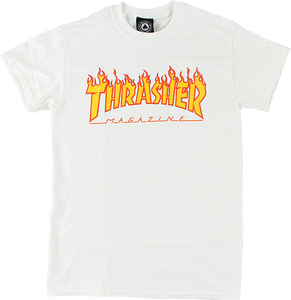 Thrasher Flame T-Shirt - Size: MEDIUM White