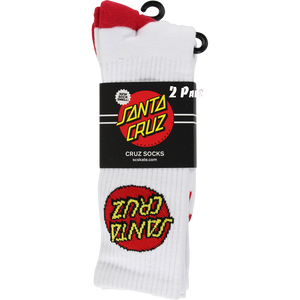 Santa Cruz Cruz Logo Socks White/Red - 2 Pairs