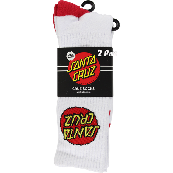 Santa Cruz Cruz Logo Socks White/Red - 2 Pairs