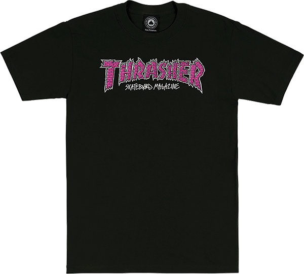 Thrasher Brick T-Shirt - Size: SMALL Black/Pink